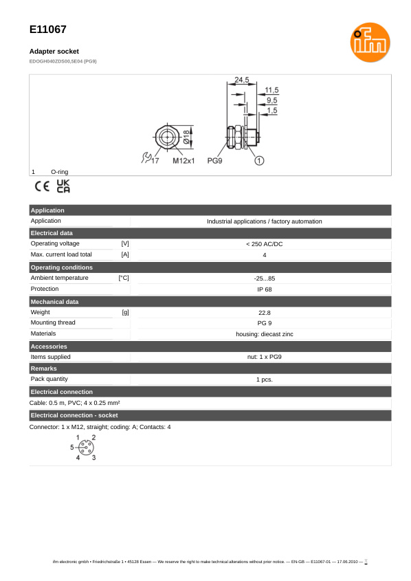 E11067 \ ecomat 400 \ Passive connection technology \ EDOGH040ZDS00,5E04 (PG9) \ DE datasheet
