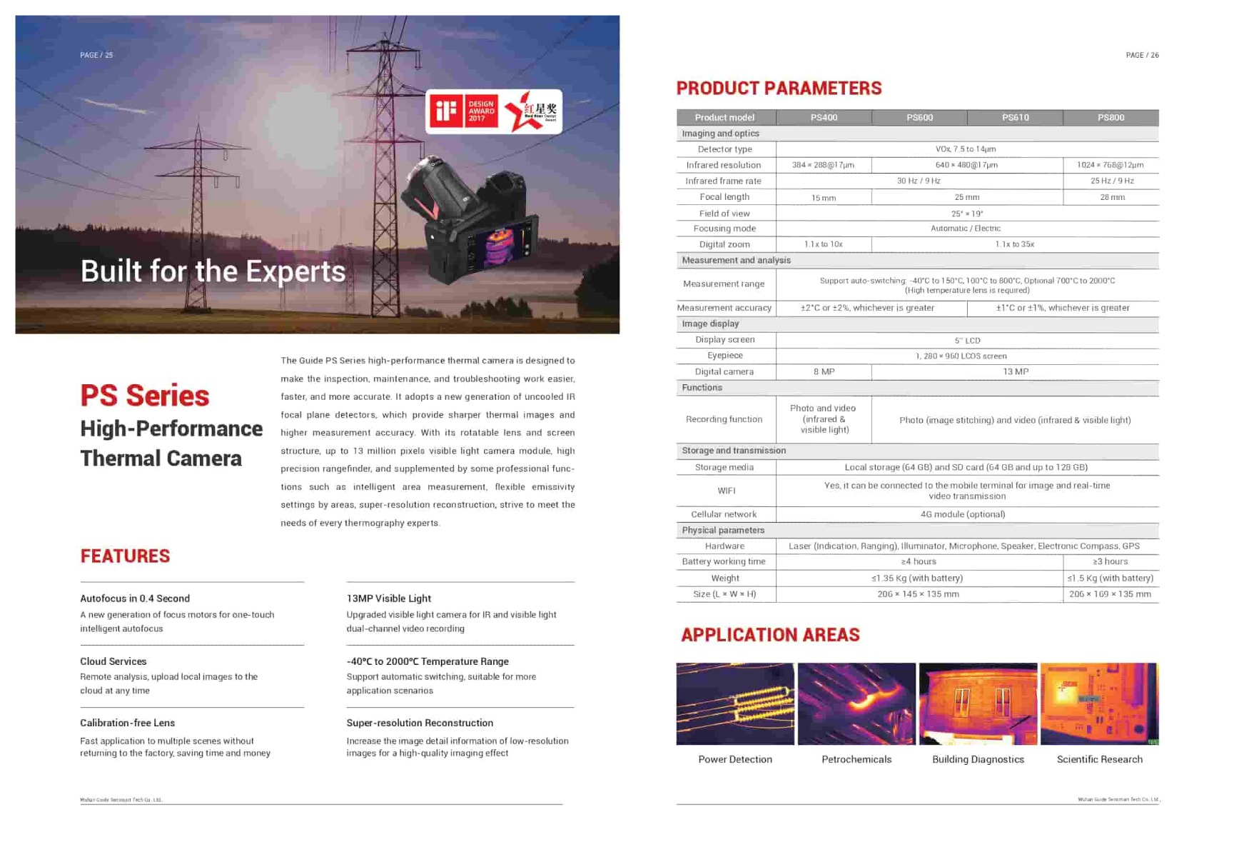 PS800 High Performance กล้องถ่ายภาพความร้อน Thermal Camera